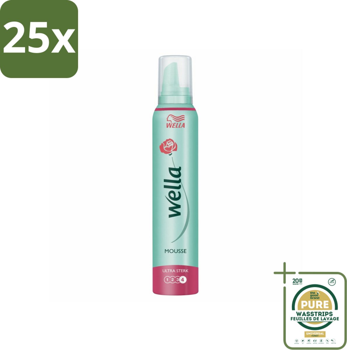 25 x Wella Ultra Sterk Haarmousse 200 ml - Grootverpakking - Haarmousse - Versteviging - Langdurige Hold - Flexibele Textuur - UV Bescherming