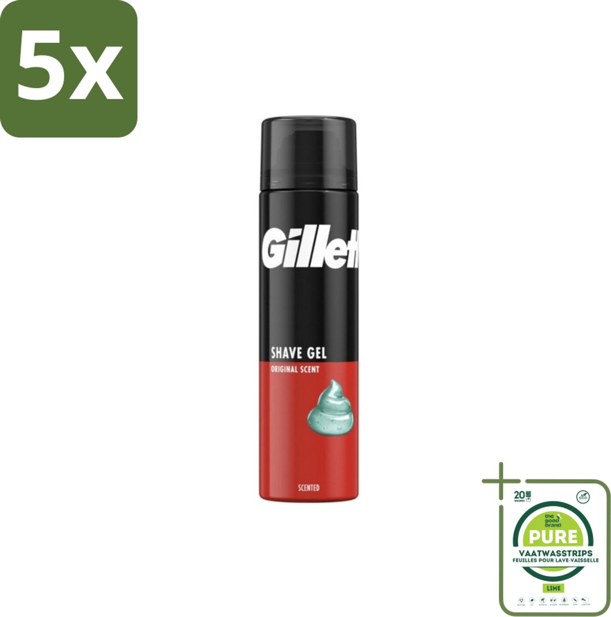 5 x Gillette – Scheergel – Classic – 200 ml - Grootverpakking - Scheergel - Gevoelige Huid - Scheren - Scherpen - Comfort