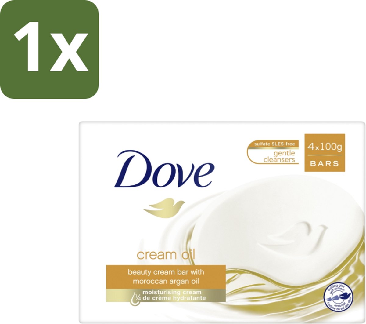 1 x Dove – Zeep – Cream Oil Soap Bar – 4 x 100 g - Zeep - Huid Verzorging - Arganolie - Droge Huid - Hydratatie