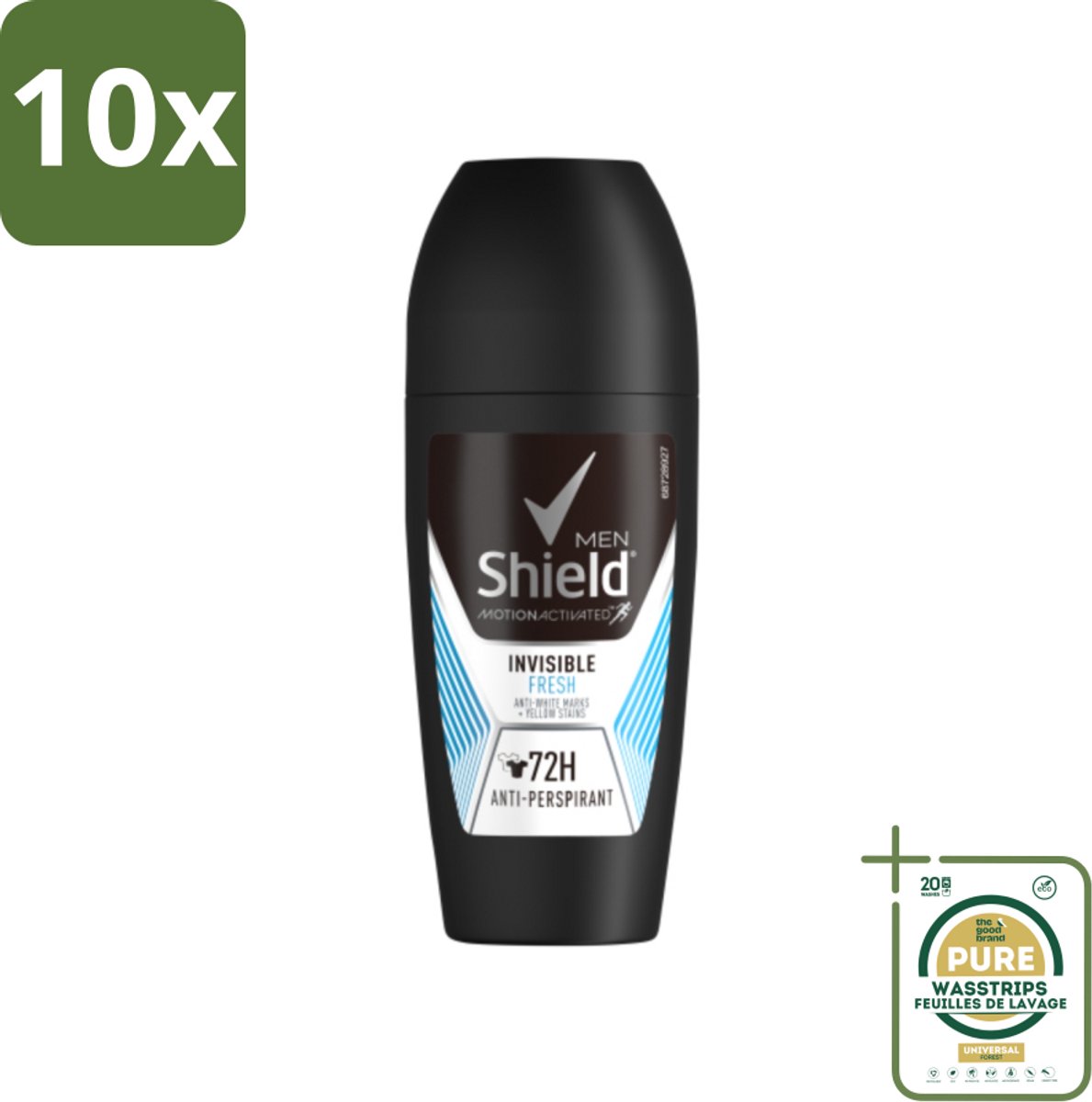 10 x Rexona Men - Invisible Fresh - Deo Roll-on - Anti-transpirant - 50 ml - Grootverpakking - Deodorant Voor Mannen - Anti-transpirant - Zweetvermindering - Frisse Geur - Huid Droog