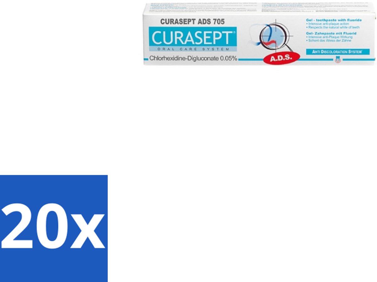 20 x Curasept Gel-Tandpasta 0,05% CHX 75 ml - Tandpasta - Antibacteriële Tandpasta - Chloorhexidine - Tandvleesbescherming - Plaquevoorkomend