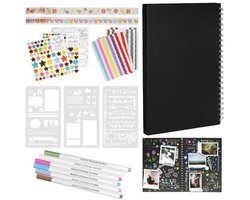 DIY Album Set - Scrapbook Maken - Herinneringen Bewaren - Inclusief Accessoires - 100 Zwarte Pagina's - Zwart