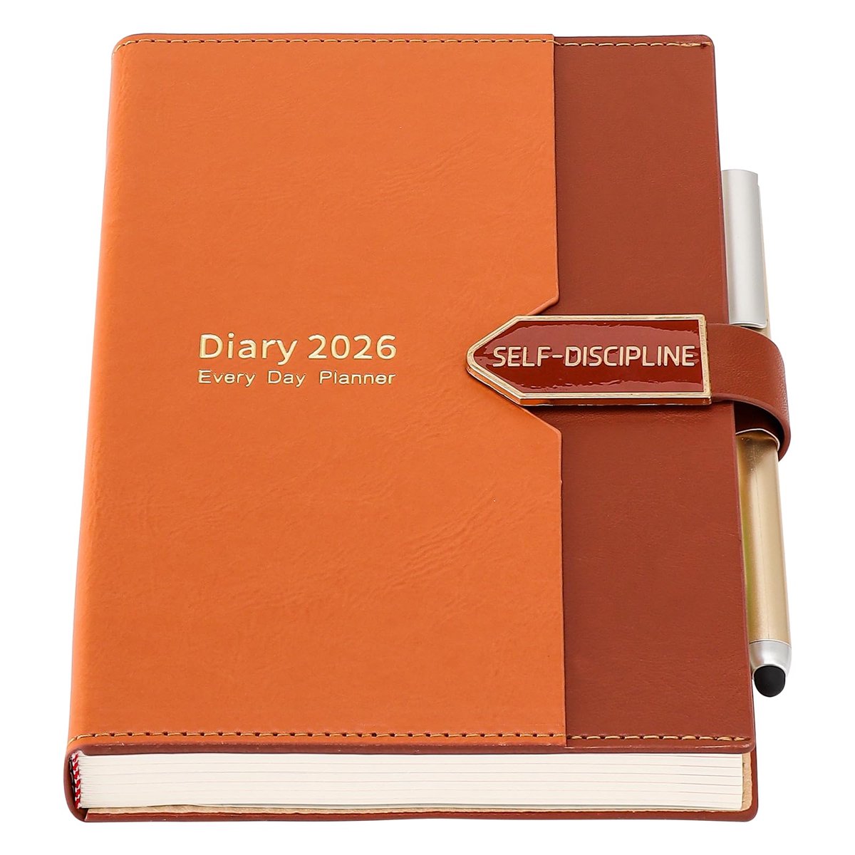 Mljtoyo A5 Dagelijkse Planner 2026, Pagina per Dag Productiviteitsdagboek, Januari tot December (Bruin, A5) - ShopVlot