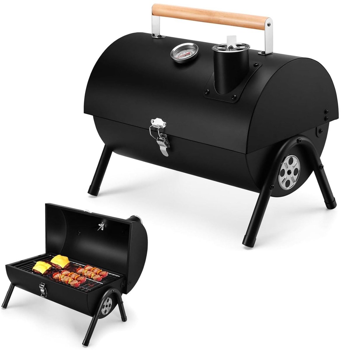 Solidchoice - Charcoal Barbecue met Deksel en Thermometer voor Buitenkoken