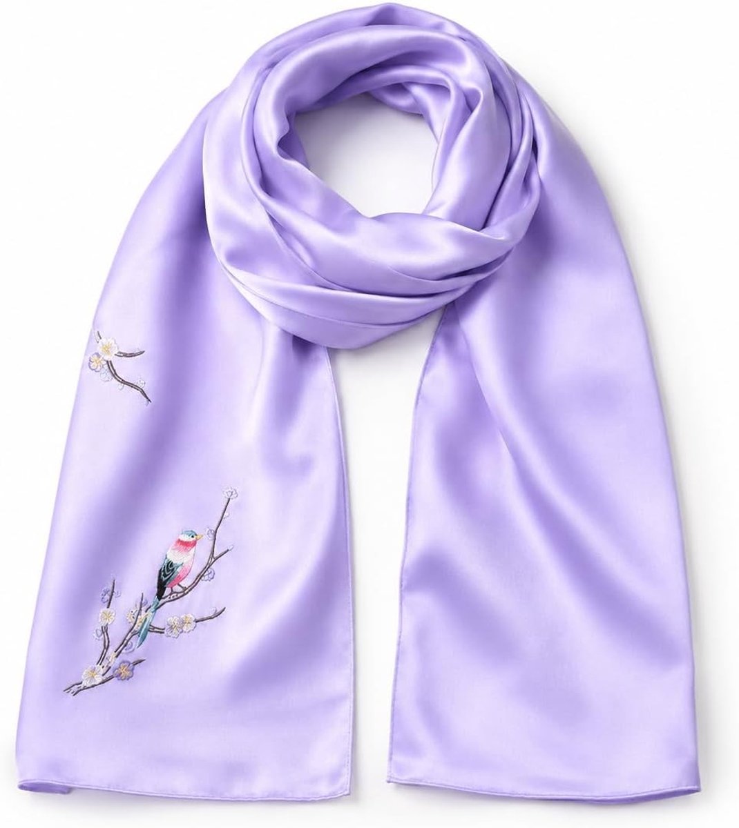 Elegante dubbele zijden sjaal met handborduursel als cadeau voor vrienden en gasten