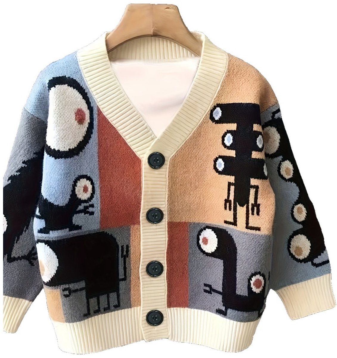 Currero Cardigan Jongens Vest Jongen Met Knopen Kinderen Warm Gebreid Vest Long 1-2 Jaar Beige