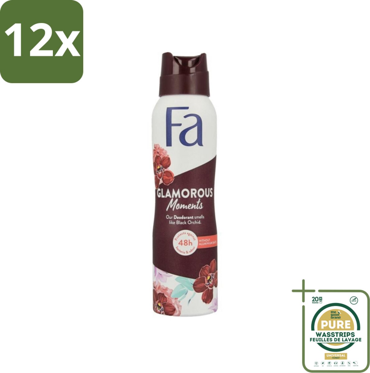 Fa - Glamorous Moments - Deodorant Spray - Zwarte Orchidee - 150 ml - Voordeelverpakking - 12 stuks - Vegan Deodorant - Langdurige bescherming