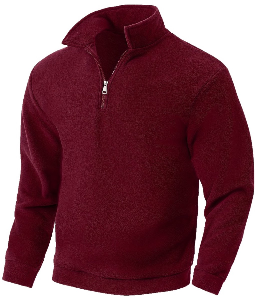 Currero Quarter Zip Heren Sweater Met Rits Jumper Quarterzip Hoodie Warme Trui Vest Lang Coltrui Donkerrood