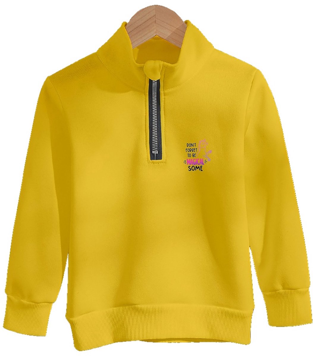 Currero Quarter Zip Meisjes Sweater Met Rits Jumper Quarterzip Hoodie Meisje Warme Trui Vest Lang Coltrui 5 Jaar Geel