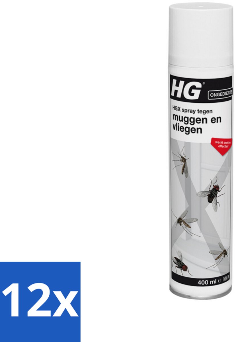 12 x HG X Spray Tegen Muggen & Vliegen 400 ml - Muggenspray - Vliegenspray - Insectenbestrijding - Muggenwering - Vliegenwering