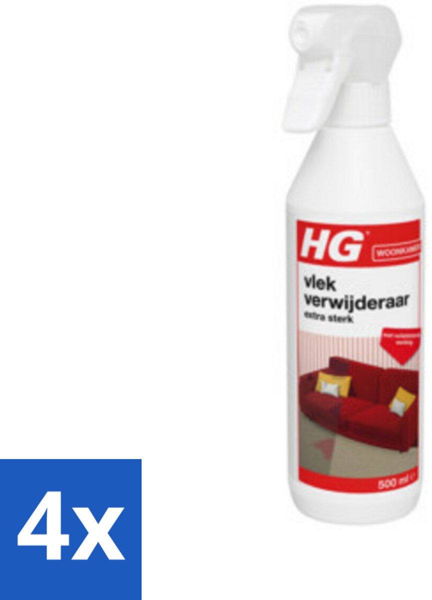 4 x HG Vlekverwijderaar Extra Sterk 500 ml - Vlekkenverwijderaar - Hardnekkige Vlekken - Tapijt Schoonmaken - Meubelstof Schoonmaken - Autobekleding Schoonmaken