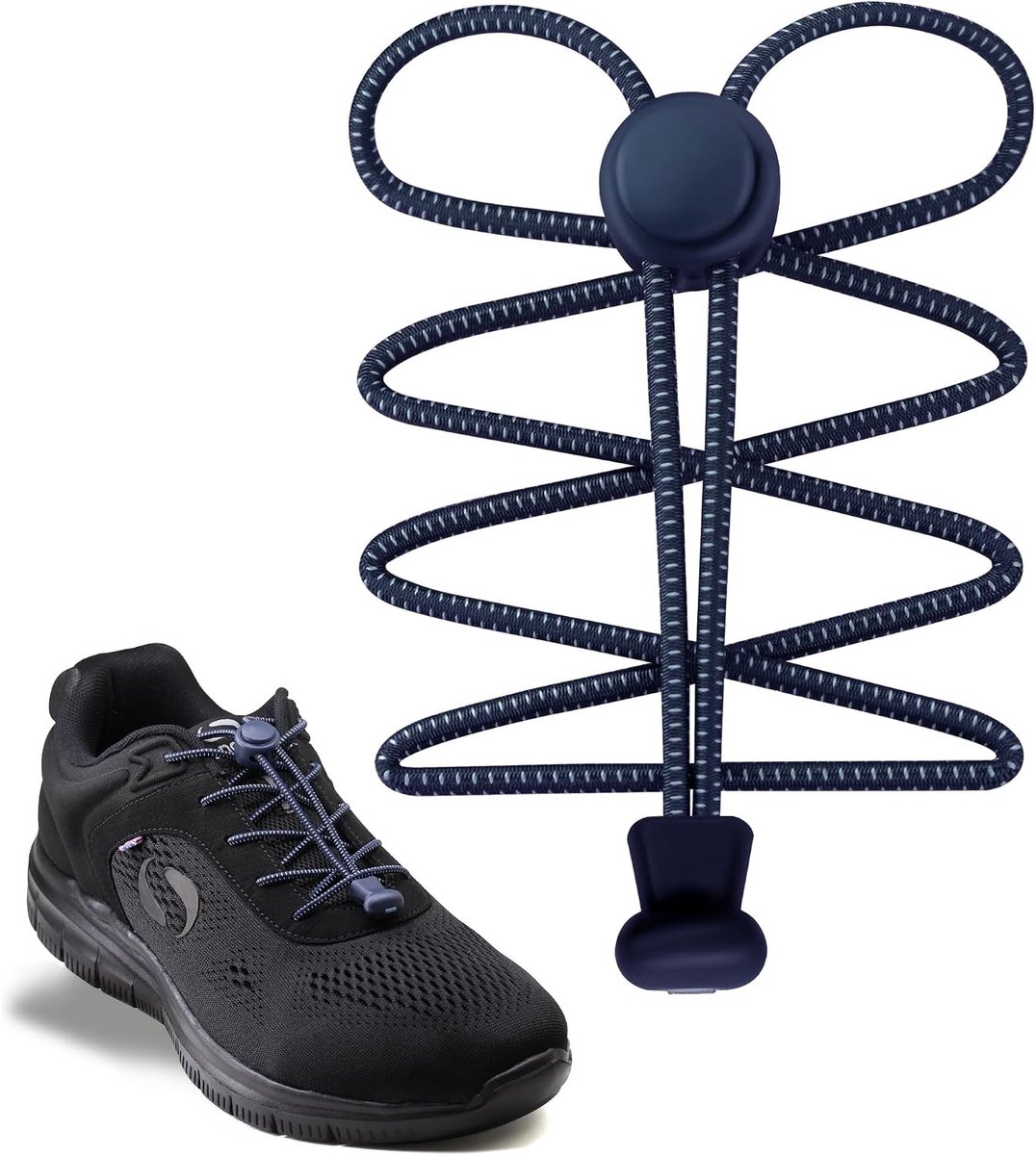 Elastische Veters zonder Strik met Snelle Bevestiging voor Sneakers en Dagelijkse Schoenen, Geschikt voor Kinderen en Volwassenen, Verstelbaar en Rekbaar