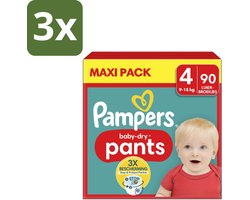 3 x Pampers – Luierbroekjes – Baby Dry Pants Maat 4 – 90 Luiers - Baby Luier - Luierbroek - Droge Luier - Luier Voor Baby - Luier Voor Kind
