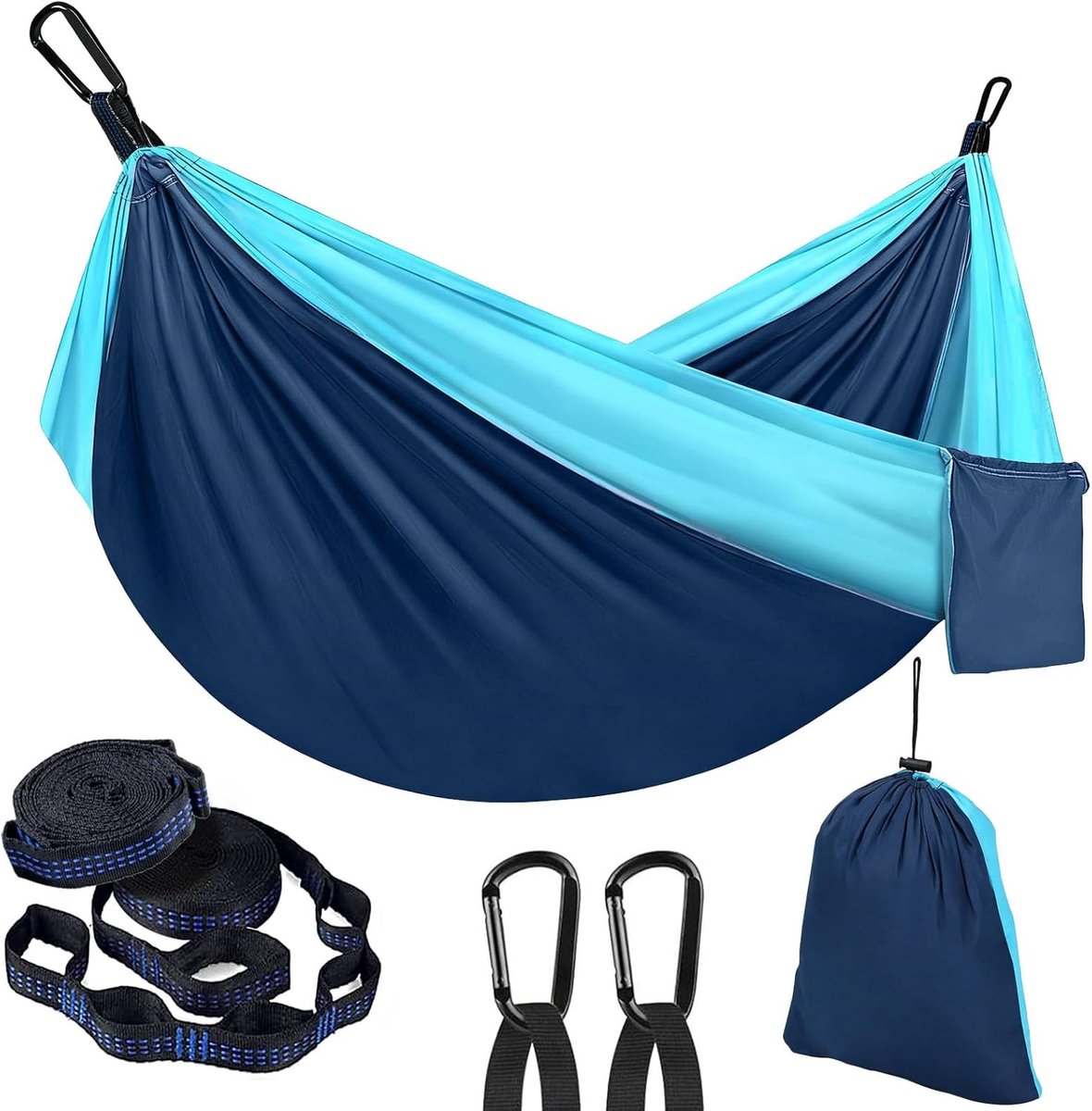 PQETBV Campinghangmat, draagbare tweepersoonshangmat, (270 x 140 cm) Ultralichte reishangmat voor kamperen, backpacken - ShopVlot