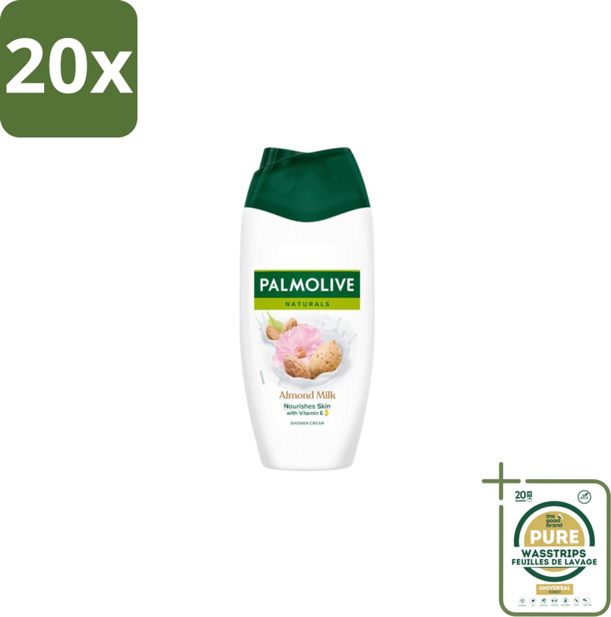 20 x Palmolive Douchecrème Naturals Amandelmelk 250 ml - Grootverpakking - Douchegel Amandel - Zachte Reiniging - Huid Verzorgen - Amandelmelk - Hydraterende Douchegel