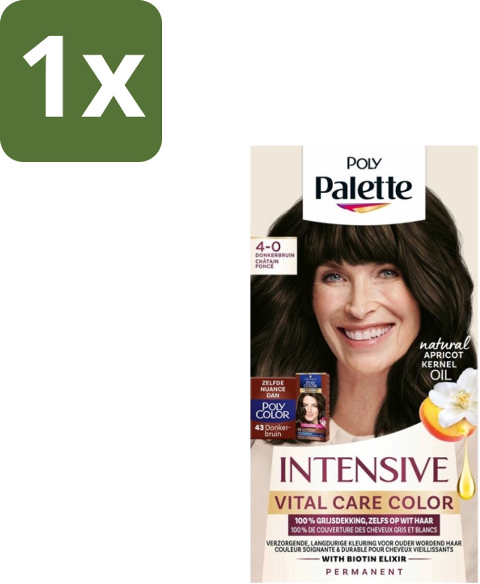 1 x Poly Palette – Haarverf – 4-0 Donkerbruin – 115 ml - Haarkleur - Haarkleuring - Grijsdekking - Donkerbruin - Haarverzorging