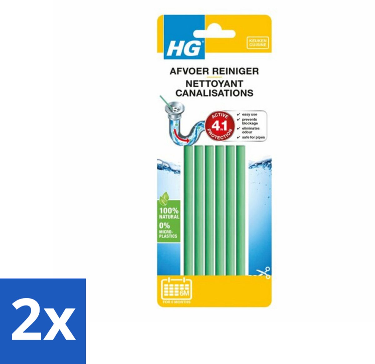 2 x HG Afvoerreiniger Sticks 6 stuks per verpakking - Afvoerreiniger - Gootsteenreiniger - Ontstopper - Afvoerontstopper - Keukenreiniger