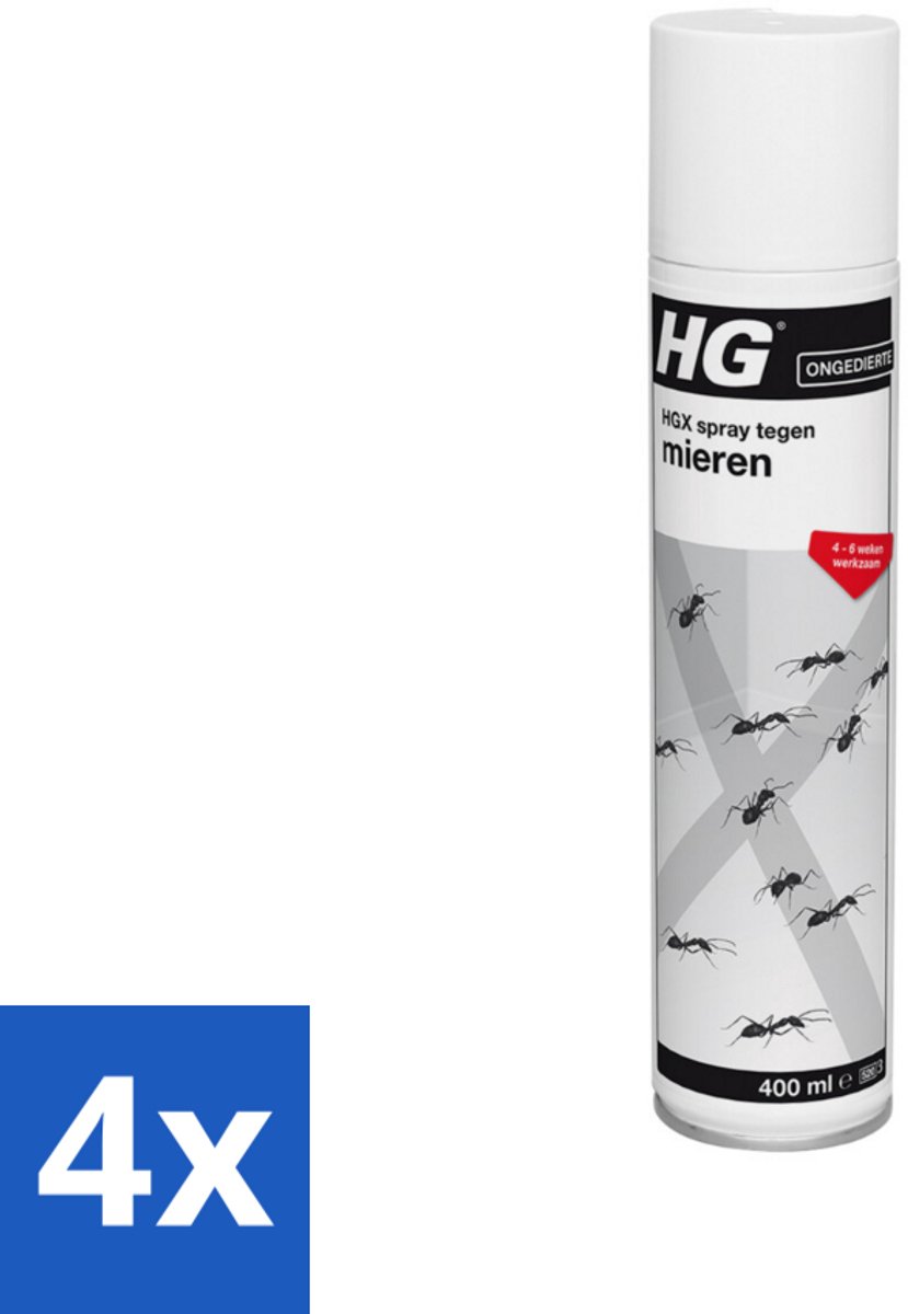 4 x HG X Spray Tegen Mieren 400 ml - Mieren Bestrijding - Mierenspray - Mierenwering - Mierenplaag - Mierenverwijderen