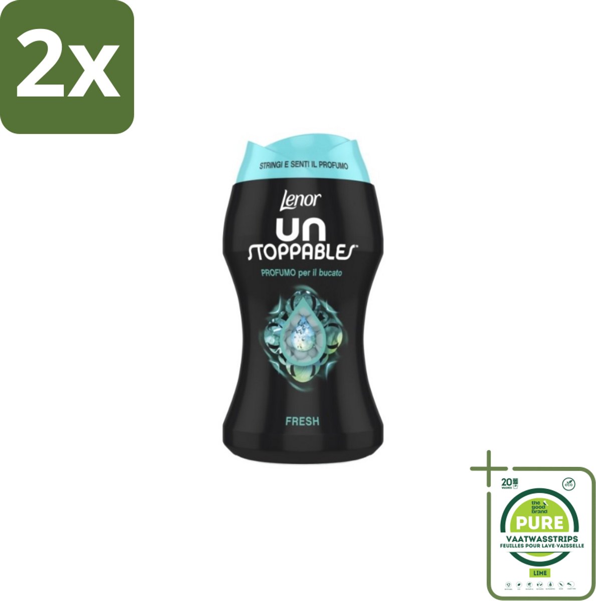 Lenor Unstoppables – Geurbooster – Fresh - 10 Wasbeurten - 140 g - Voordeelverpakking - 2 stuks - Geurbooster was - Frisheid was