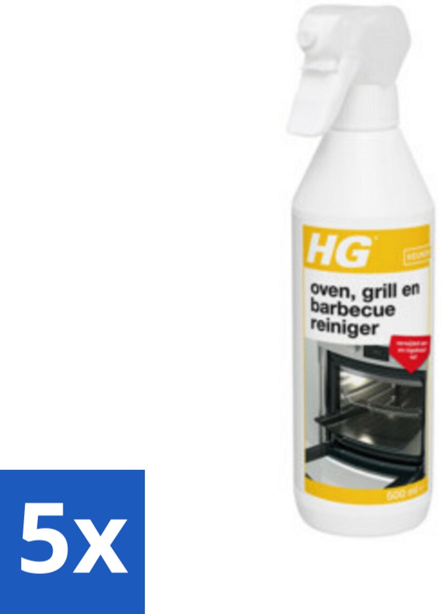 5 x HG Reiniger Oven - Grill & Barbecue 500 ml - Oven Reinigen - Grill Reinigen - Barbecuereiniger - Vet Verwijderen - Keuken Reinigen