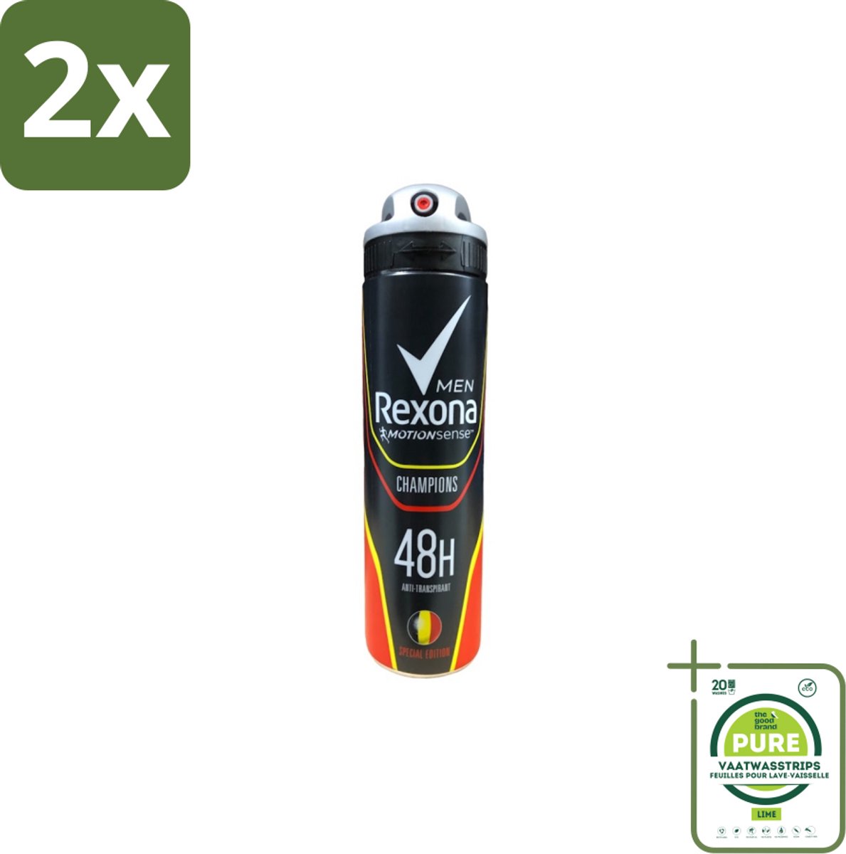 Rexona – Deodorant Spray – Champions – 150 ml - Voordeelverpakking - 2 stuks - Deodorant spray mannen - Sportieve geur