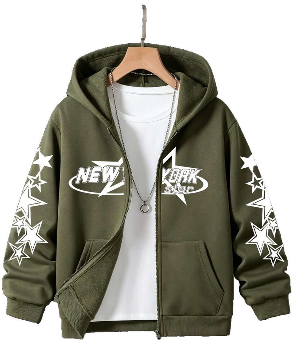 Currero Vest Jongens Met Rits Sweater Jongen Cardigan Gebreid Sweaters Hoodie Warme Trui Lange Mouw 7-8 Jaar Groen