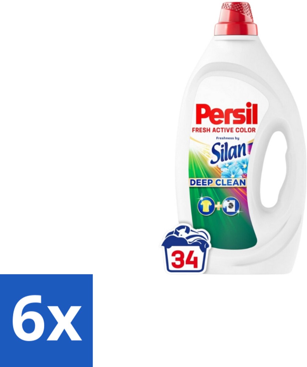 Persil – Vloeibaar Wasmiddel – Color Freshness by Silan – 34 Wasbeurten - Voordeelverpakking - 6 stuks