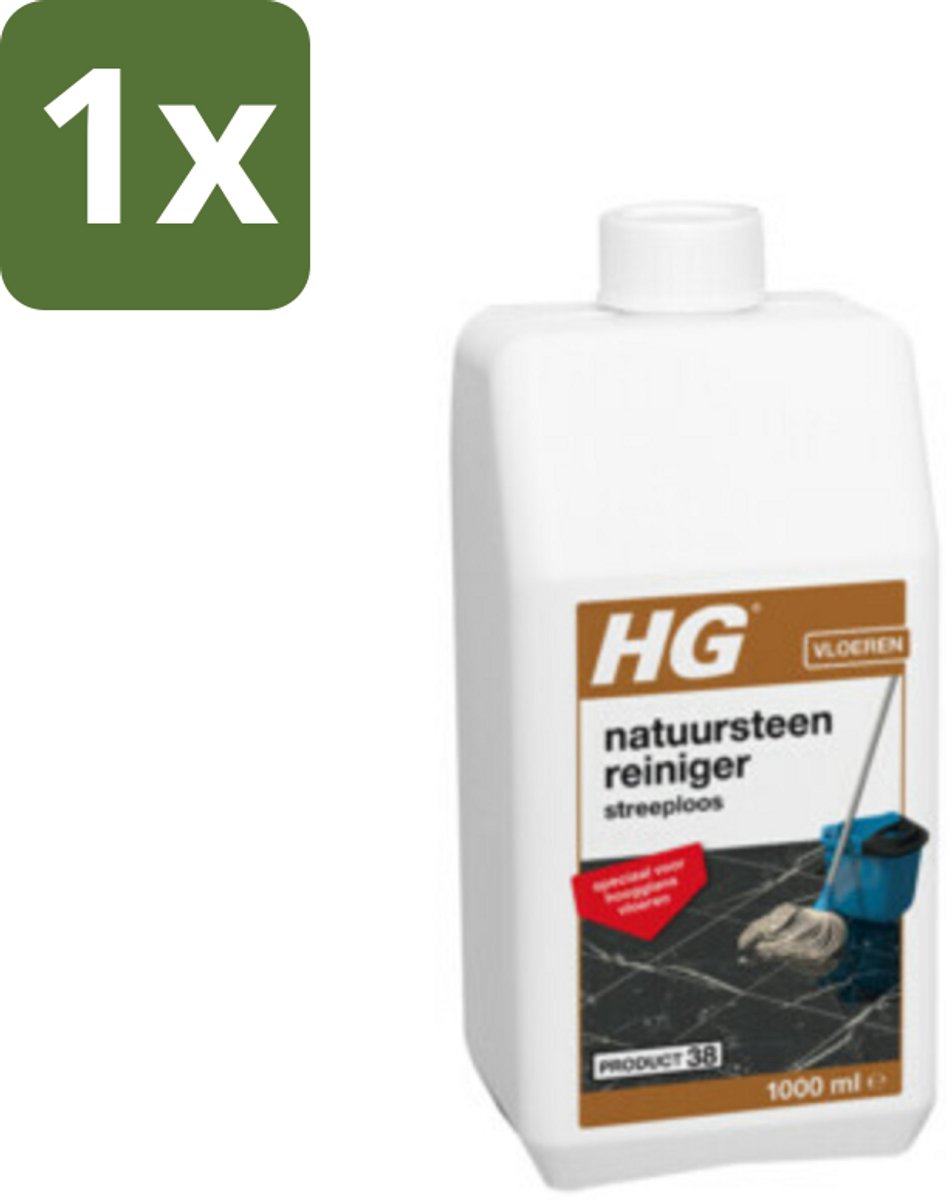 1 x HG Natuursteenreiniger Streeploos 1 liter - Natuursteen Reinigen - Hoogglans Vloeren Reinigen - Streeploze Reiniger - Natuursteen Vloer Reinigen - Marmer Reinigen