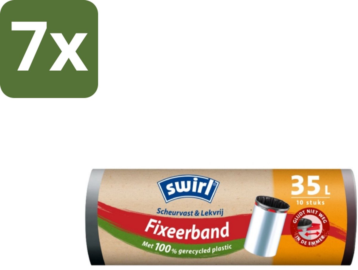 7 x Swirl – Pedaalemmerzakken – 35 L – Fixeerband – 10 zakken - Koffiezetapparaat