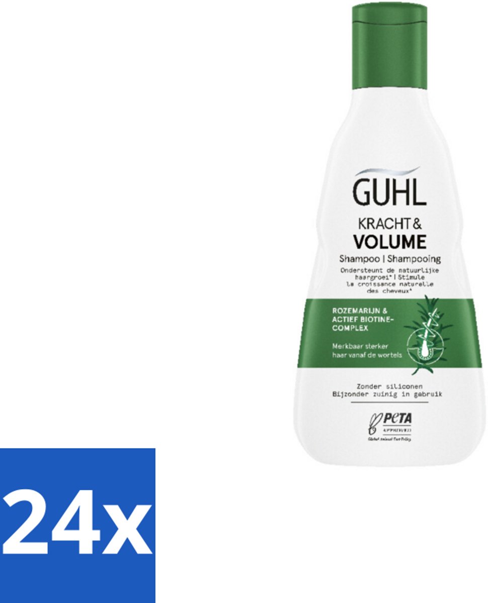 24 x Guhl – Shampoo – Kracht & Volume – 250 ml - Krachtige Shampoo - Volume Shampoo - Haarversterkende Shampoo - Shampoo Voor Dun Haar - Biotine Shampoo
