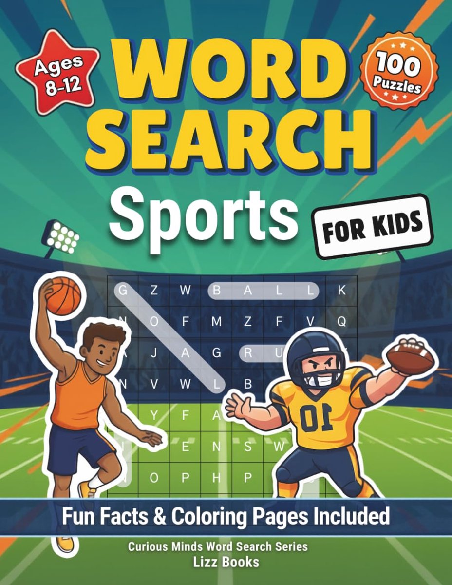 Sports Word Search for Kids Ages 8-12: 100 Word Search Puzzles on Football, Soccer, Basketball, Baseball & More - ShopVlot