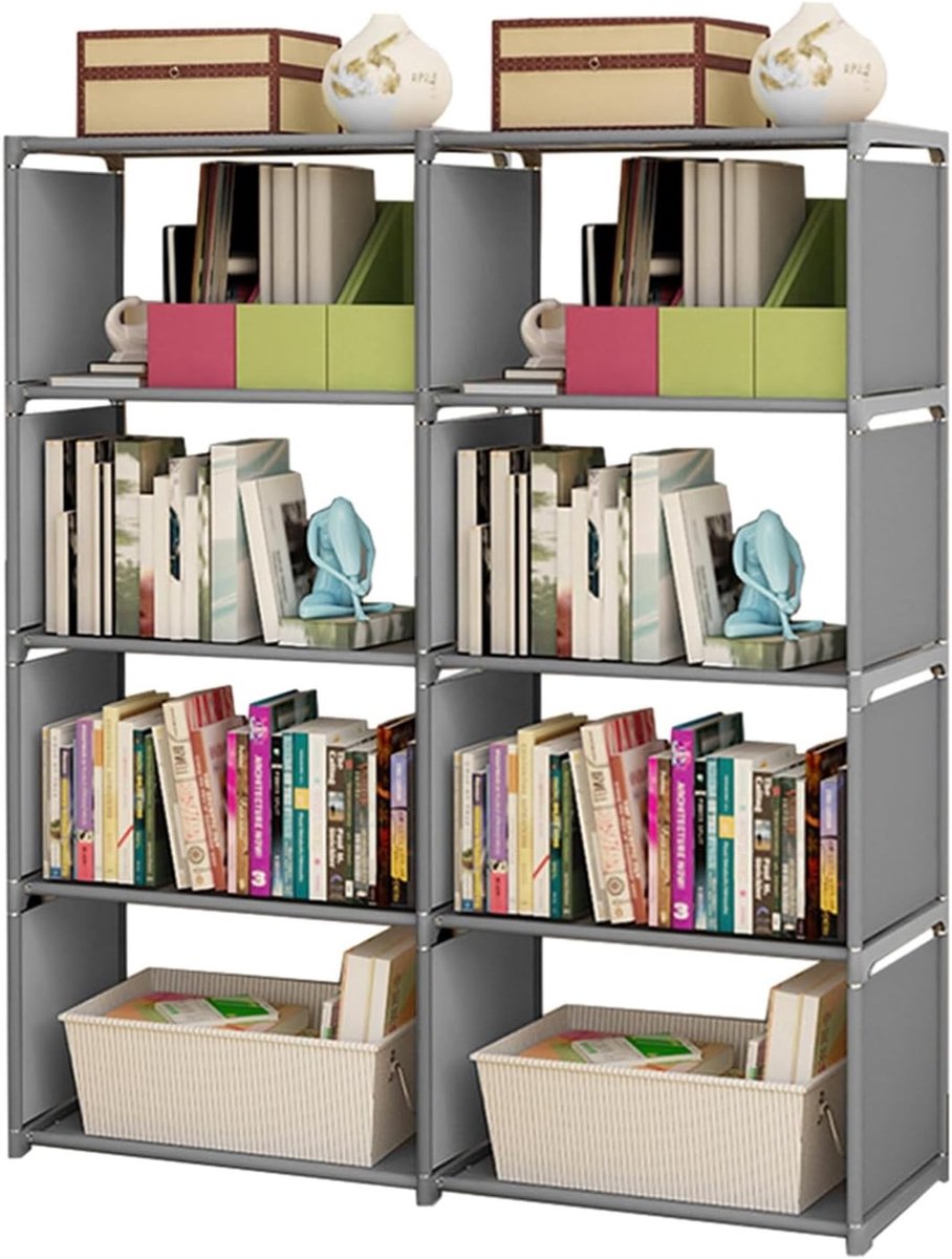 Verstelbare 5-laagse metalen boekenplank met waterdichte coating voor slaapkamer en kantoor, ideaal voor opslag en organisatie
