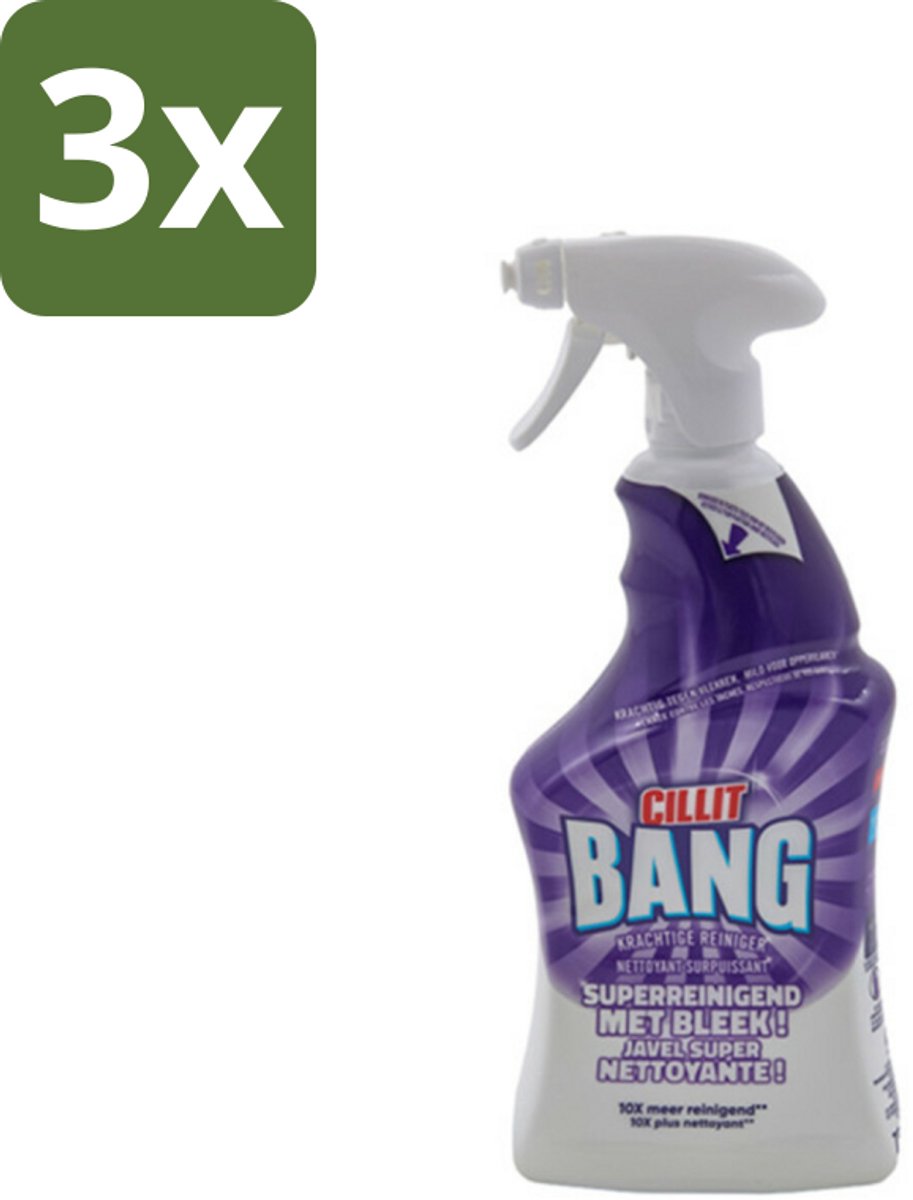 3 x Cillit Bang – Schoonmaakspray – Bleach & Hygiëne – 750 ml - Cillit Bang Bleach & Hygiëne - Desinfecterende Schoonmaakspray - Bleek En Hygiëne Spray - Reinig En Desinfecteer - Badkamer Reiniger