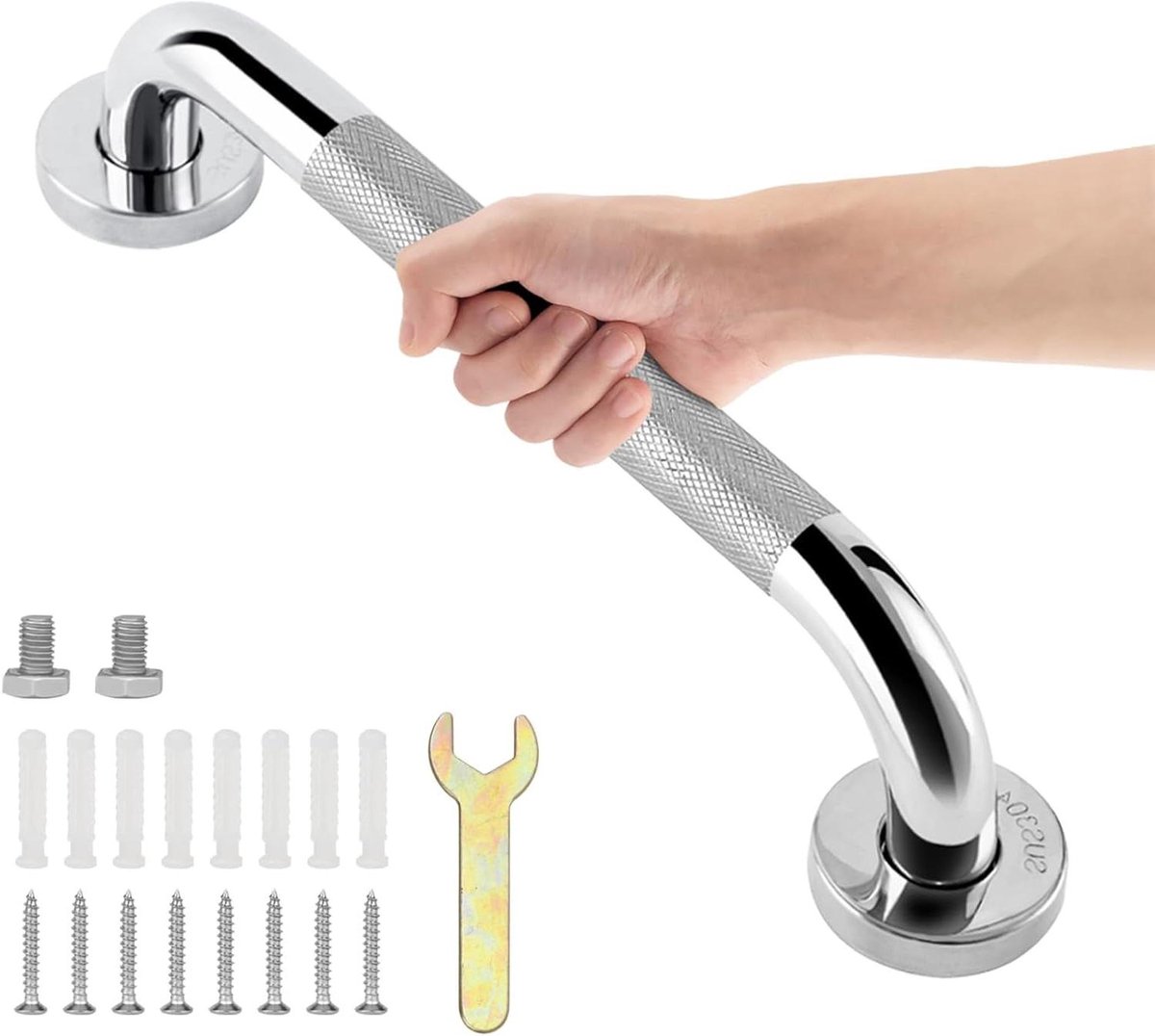 Badkamer Handgrepen - Veiligheid Beugel - Extra Steun - Antislip Rubber - 30CM - Zilver
