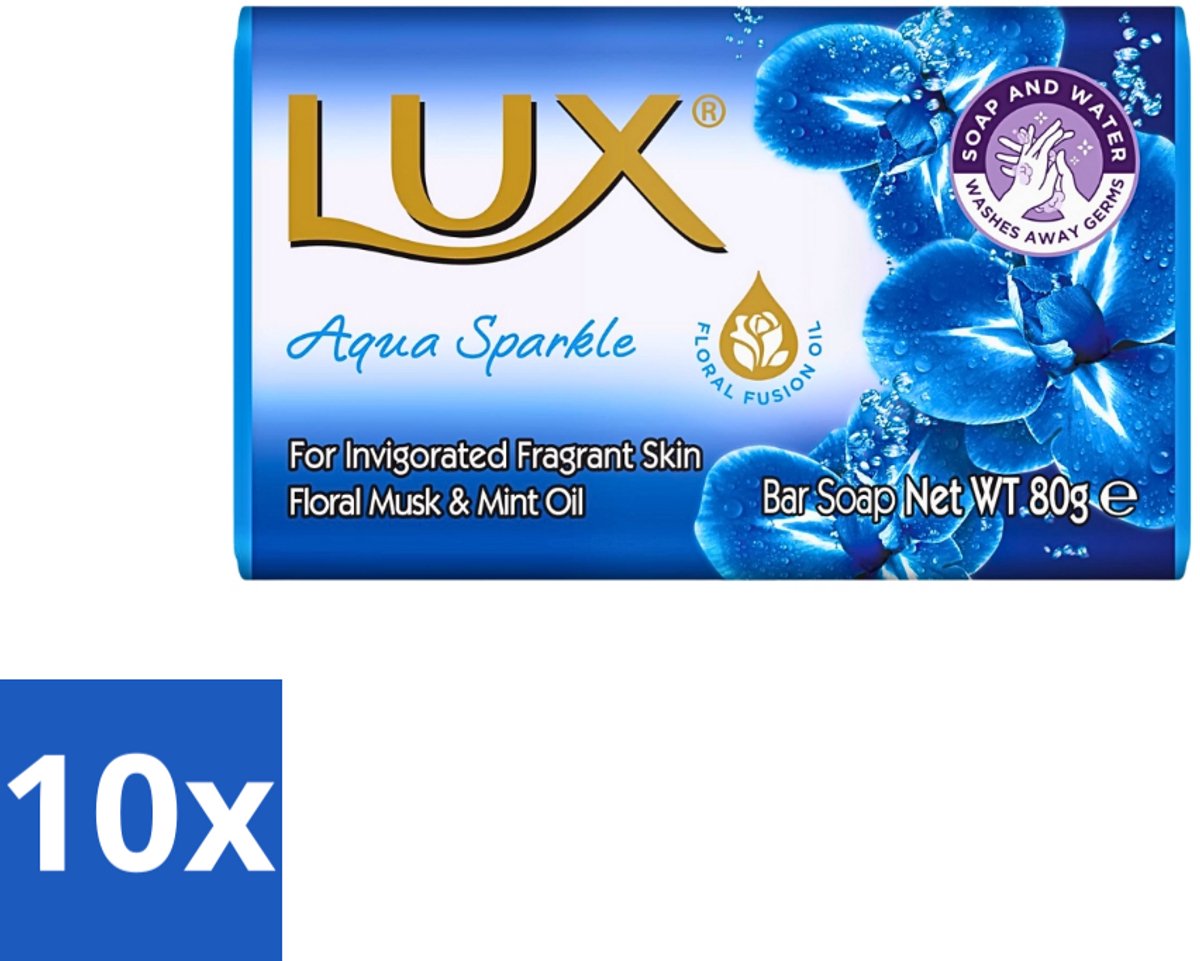 Lux - Zeep - Aqua Sparkle - Hydraterend - Verkwikkende Geur - 80 g - Bulkverpakking - 10 stuks