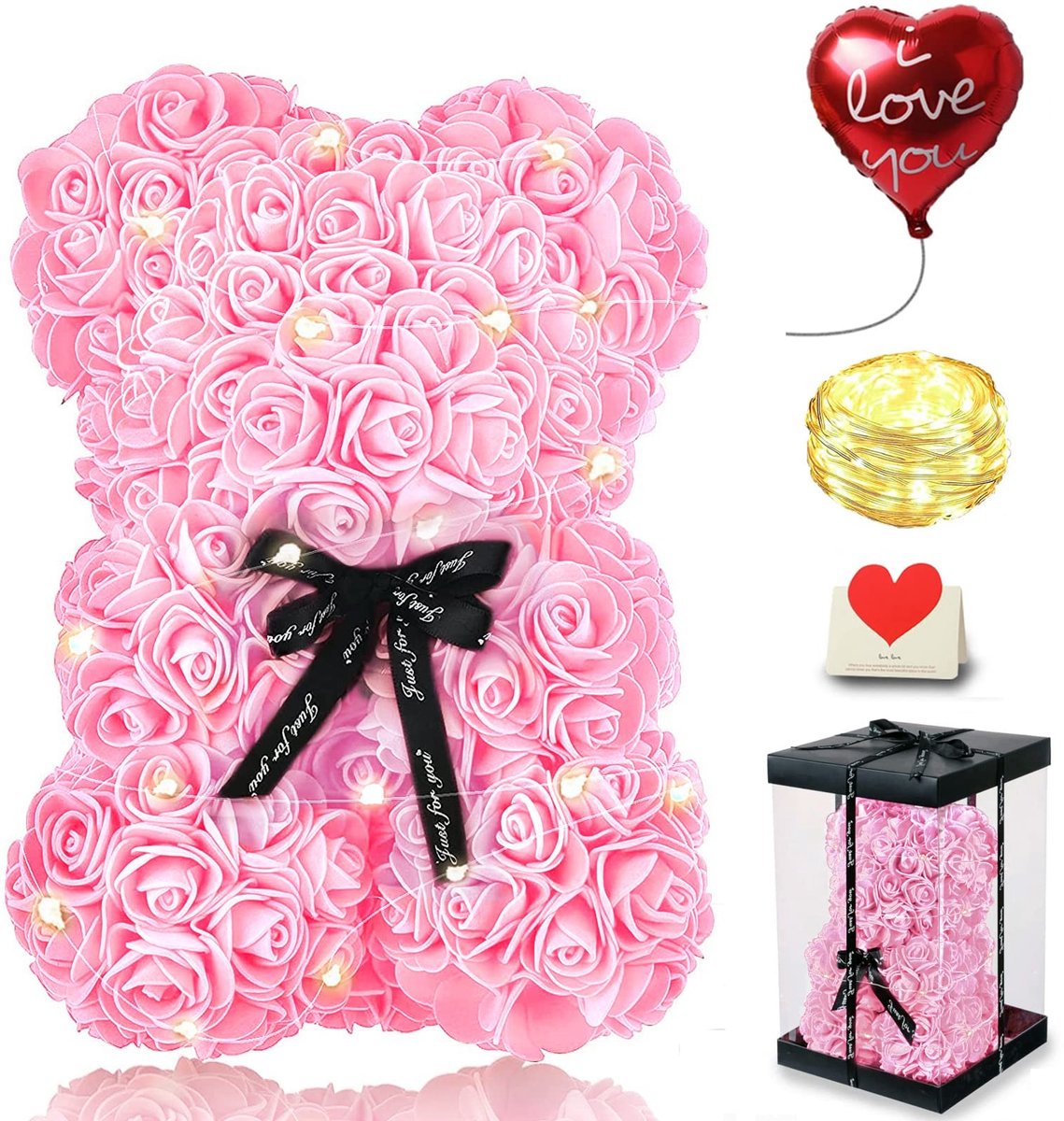 Solidchoice - Teddybeer met Rozen en Verlichting, Romantisch Cadeau voor Haar