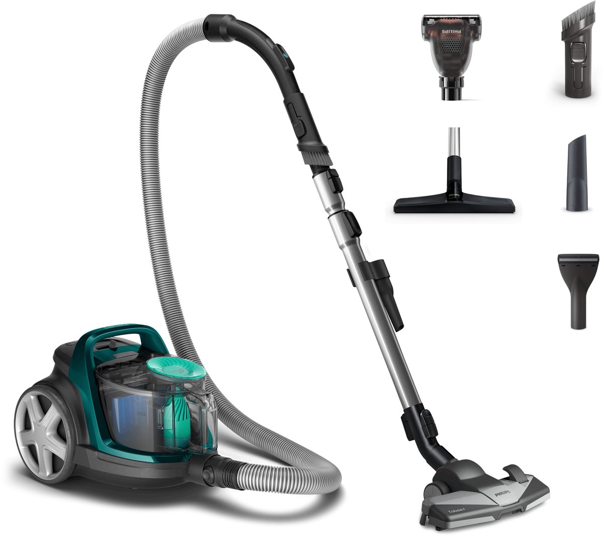 Bol.com Philips PowerPro Active FC9555/09 - Stofzuiger zonder zak - 3 extra mondstukken - Groen aanbieding