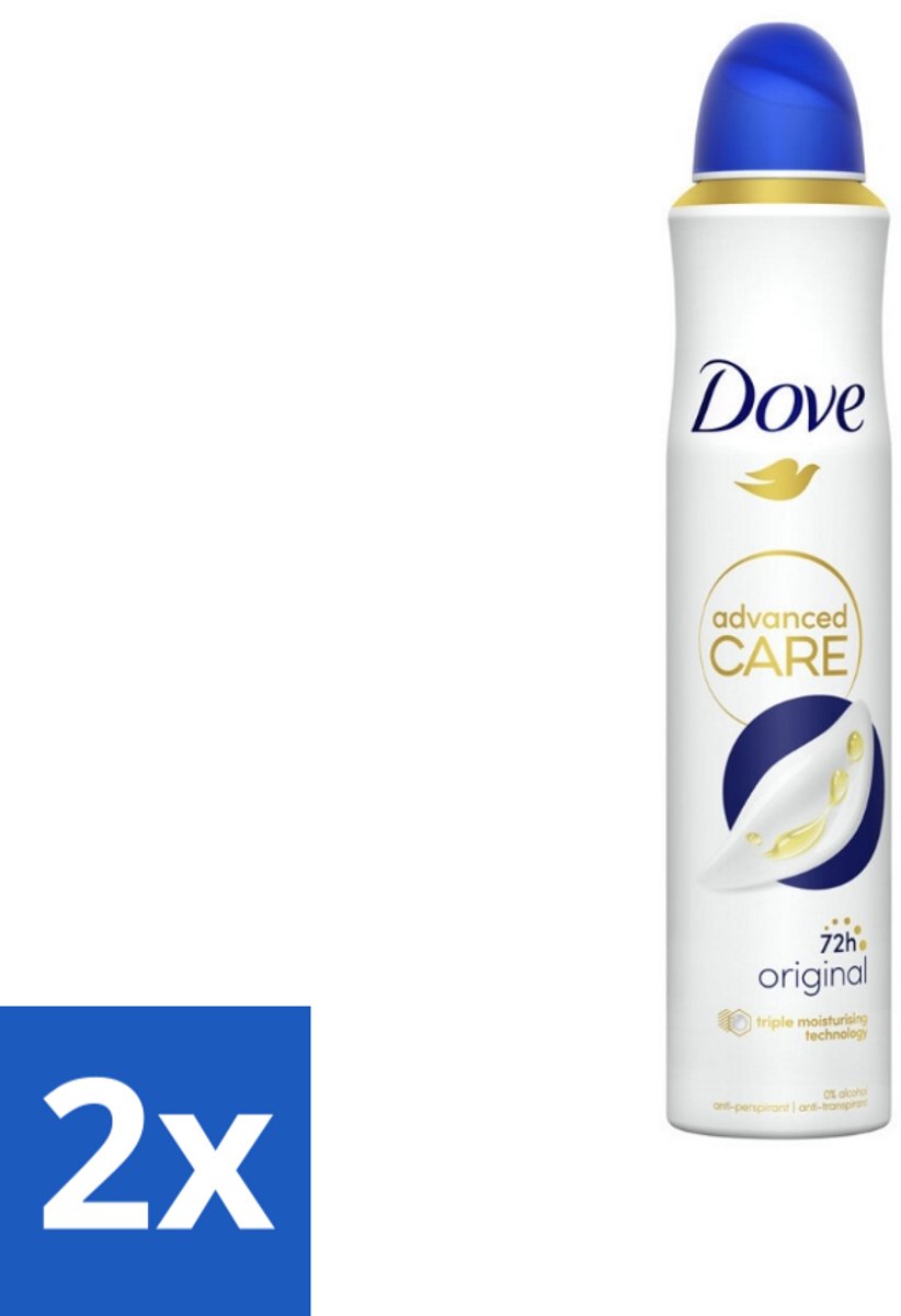 2 x Dove - Deodorant - Spray Advanced Care - Frisse en langdurige bescherming - 200 ml - Dove Anti-Transpirant Spray - Anti-Transpirant Spray - Anti-Transpirant - Zweetvermindering - Geurvermindering