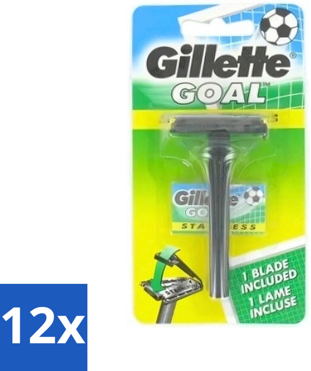 12 x Gillette - Goal - Scheerset - Stainless Steel - Duurzaam en scherp - 1 Scheermesje - Scheermes - Mesjes - Gillette Goal - Scherpe Mesjes - Duurzaam Scheermes