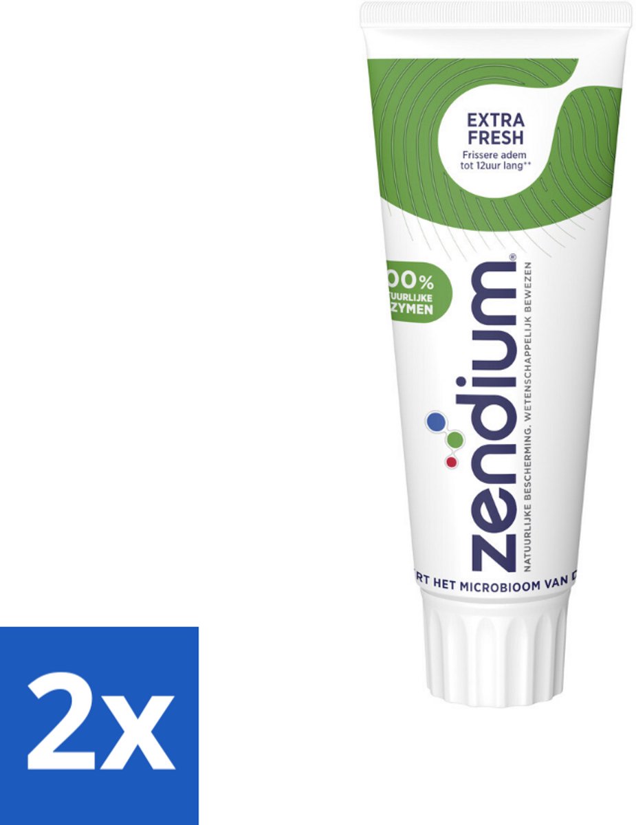 2 x Zendium Tandpasta Extra Fresh 75 ml - Tandpasta - Enzymen - Natuurlijke Tandpasta - Mondverzorging - Gaatjes Voorkomen