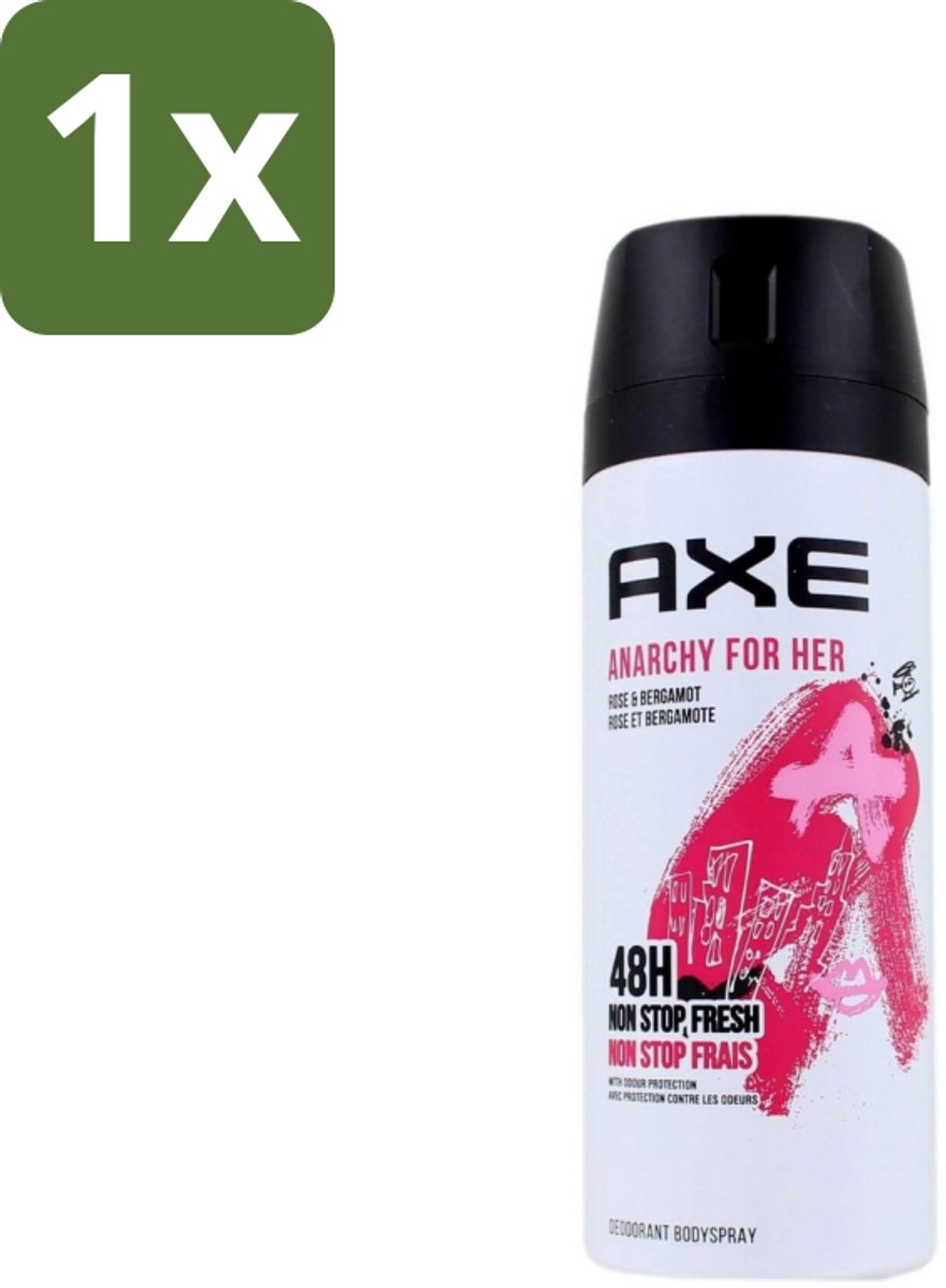 1 x Axe - Deodorant Bodyspray - 48hrs Non Stop Fresh - Anarchy For Her - Rose & Bergamot - 150 ml - Anarchy For Her - Axe Deodorant - Bodyspray - 48h Fresh - Rose & Bergamot