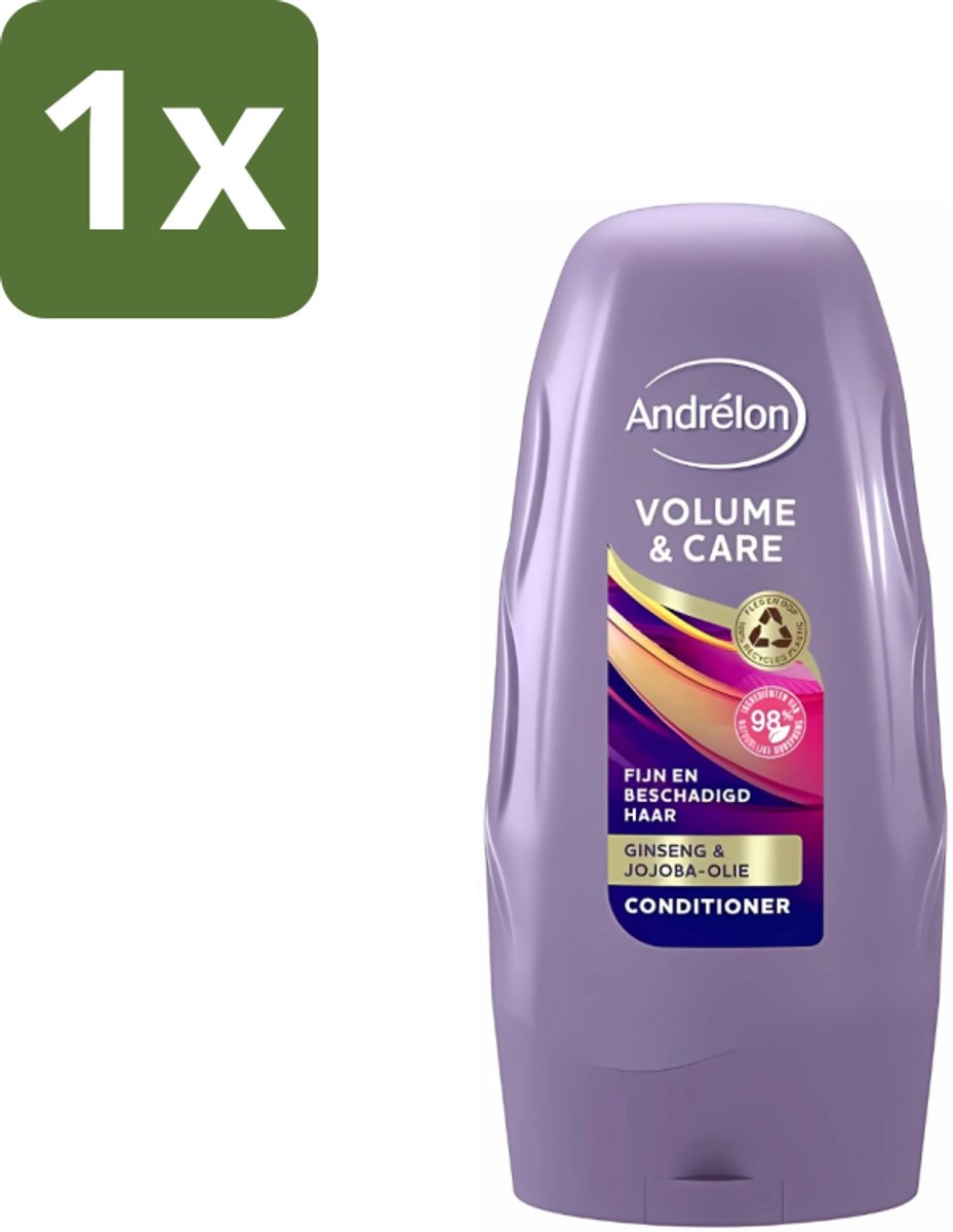 1 x Andrélon - Volume & Care - Conditioner - Voor Extra Volume - 250 ml - Extra Volume Haar - Volume Conditioner - Fijn Haar Verzorging - Beschadigd Haar Verzorging - Ginseng Conditioner
