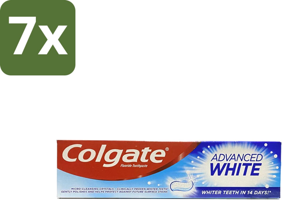 7 x Colgate - Advanced White - Tandpasta - 100ml - Tandpasta - Witte Tanden - Vlekverwijdering - Tandbederf - Gaatjes
