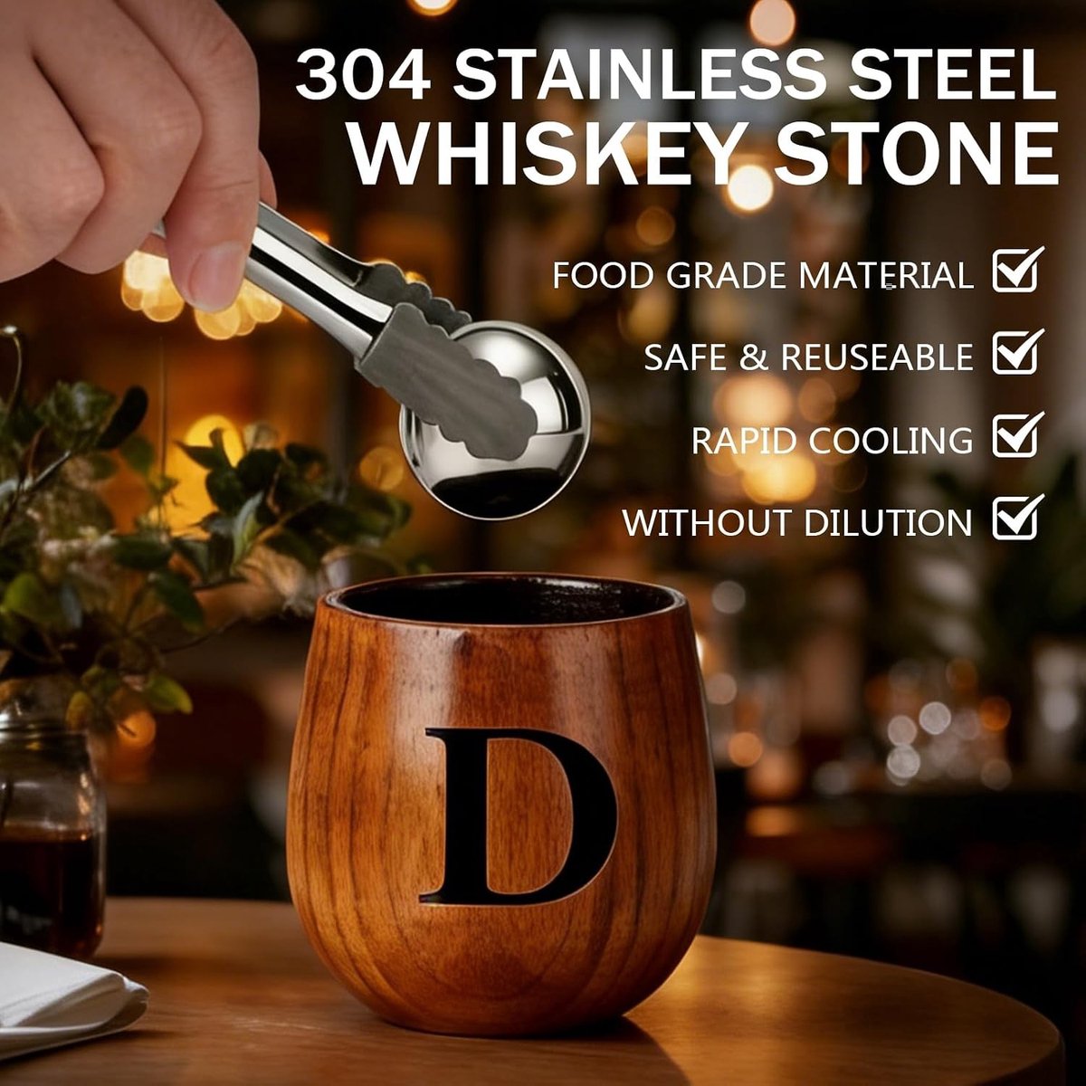 Set van gepersonaliseerde verkoolde houten whiskyglazen, premium isolatie, perfect cadeau voor mannen, vaders en whiskyliefhebbers, verjaardag en speciale gelegenheden