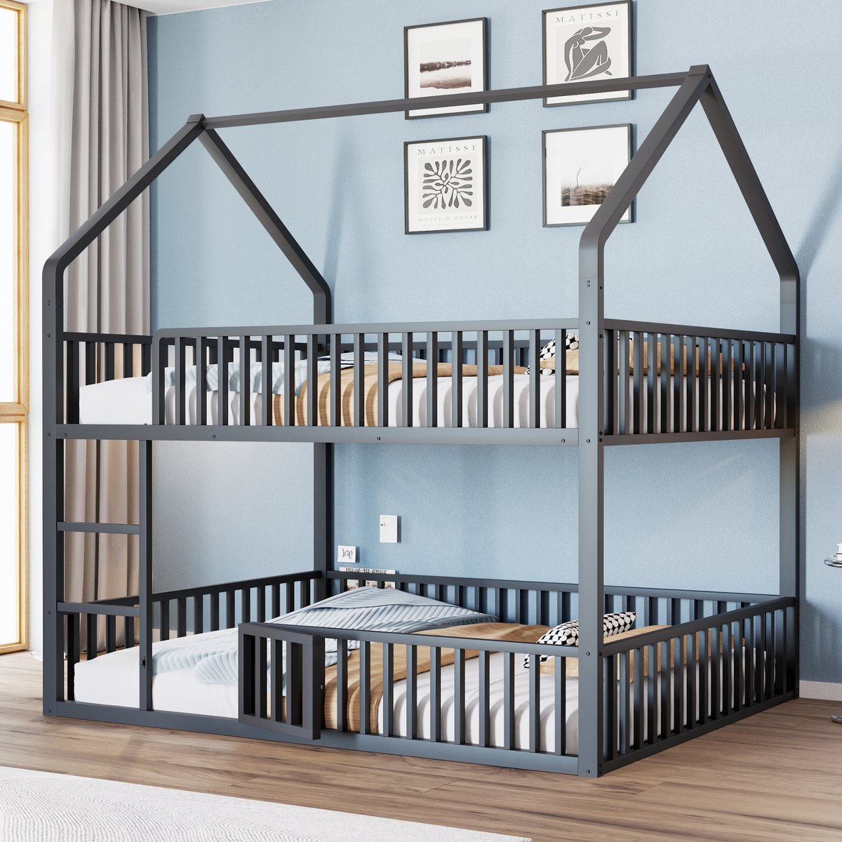 Stapelbed 140x200 cm - Met Ladder - Met Valbeveiliging - Zwart