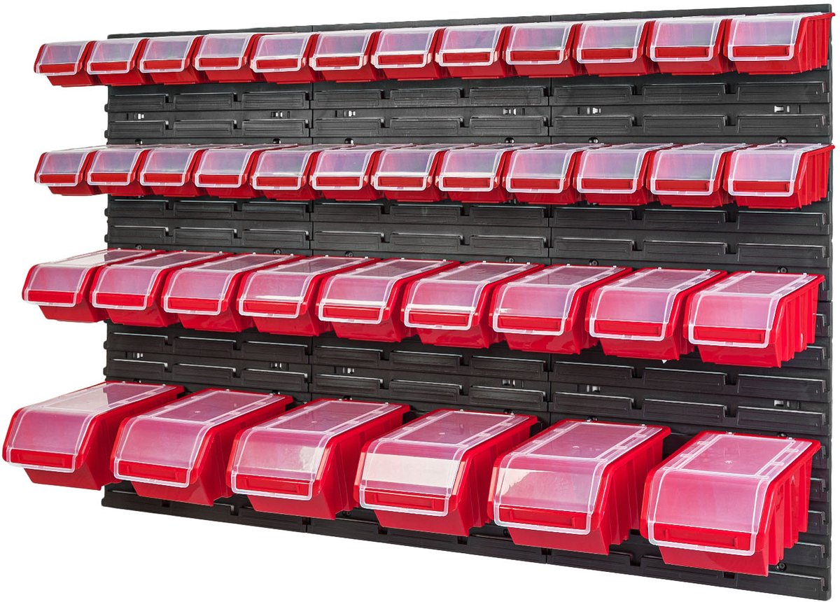 6x Gereedschapswand met 39 Rode Bakjes