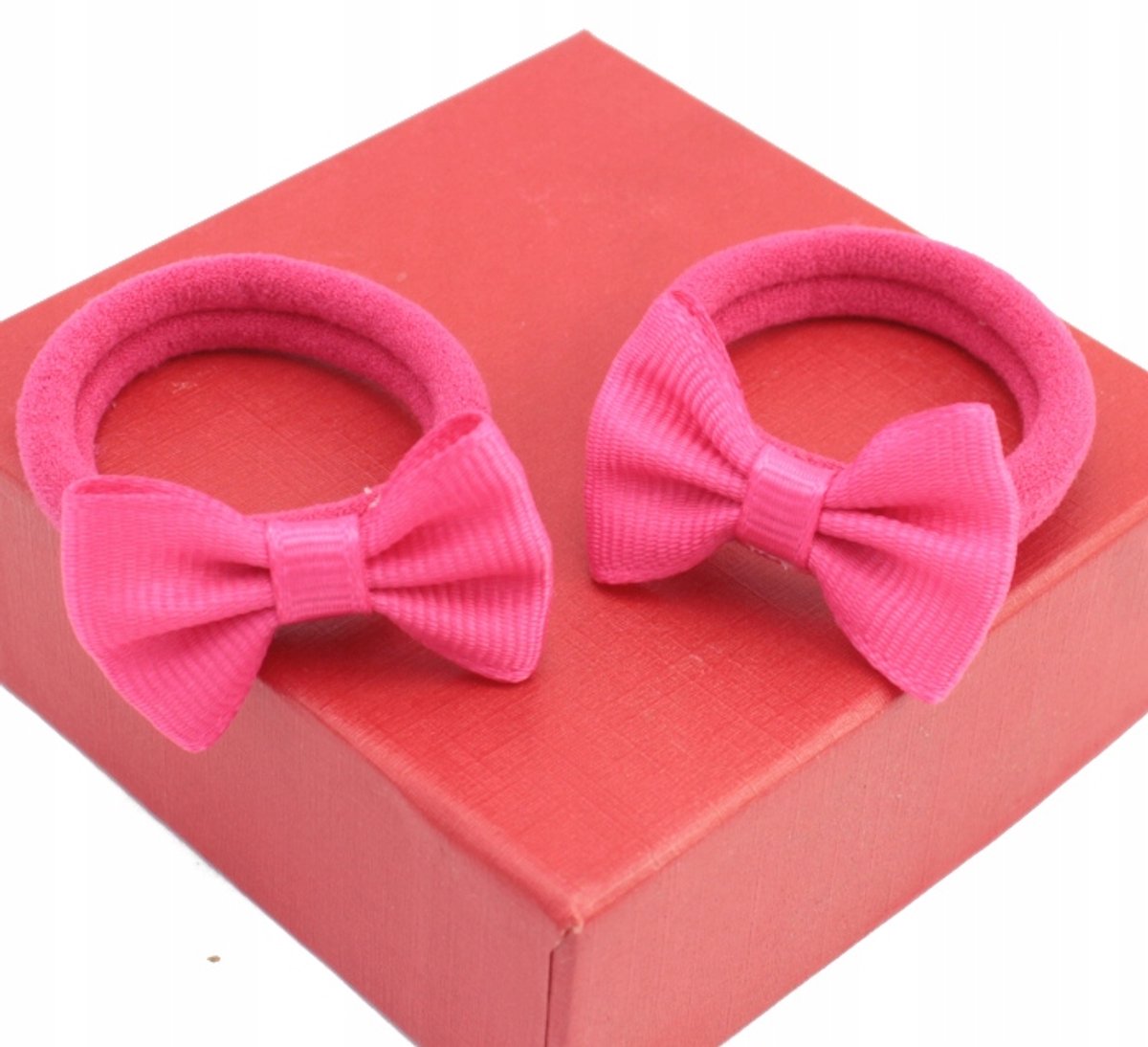 Fuchsia Haar elastiekjes met Strikjes - Set van 2