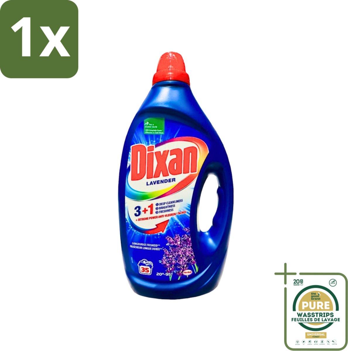 1 x Dixan - Vloeibaar Wasmiddel en Vlekverwijderaar - Witte en Gekleurde Was - Lavendel - 35 Wasbeurten- Vloeibaar Wasmiddel - Vlekverwijderaar - Wasmiddel Voor Witte En Gekleurde Stoffen - Lavendelgeur - Wasmiddel Voor Kleding
