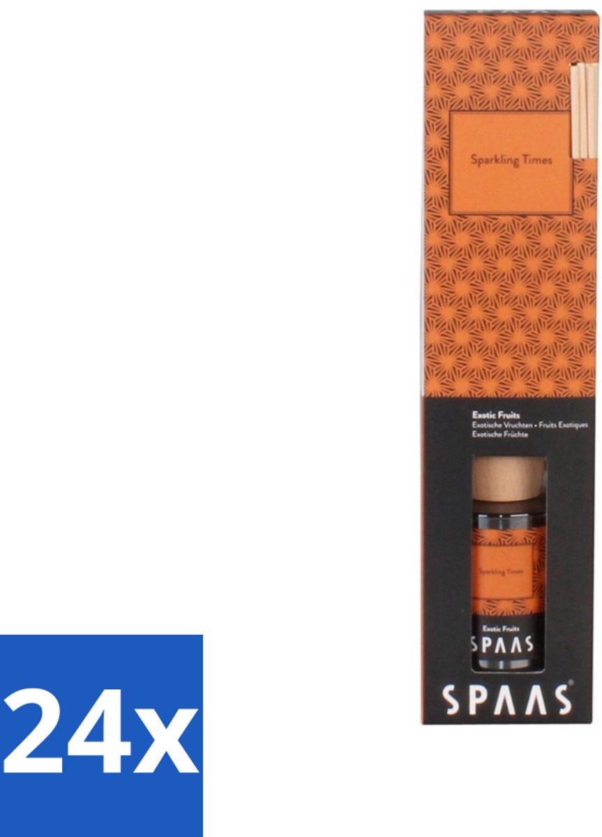 24 x Spaas - Geurstokjes - Sparkling Times - Exotische Vruchten - 80 ml - Geurstokjes - Geurverspreider - Exotische Fruit - Frisse Geur - Tropische Geur