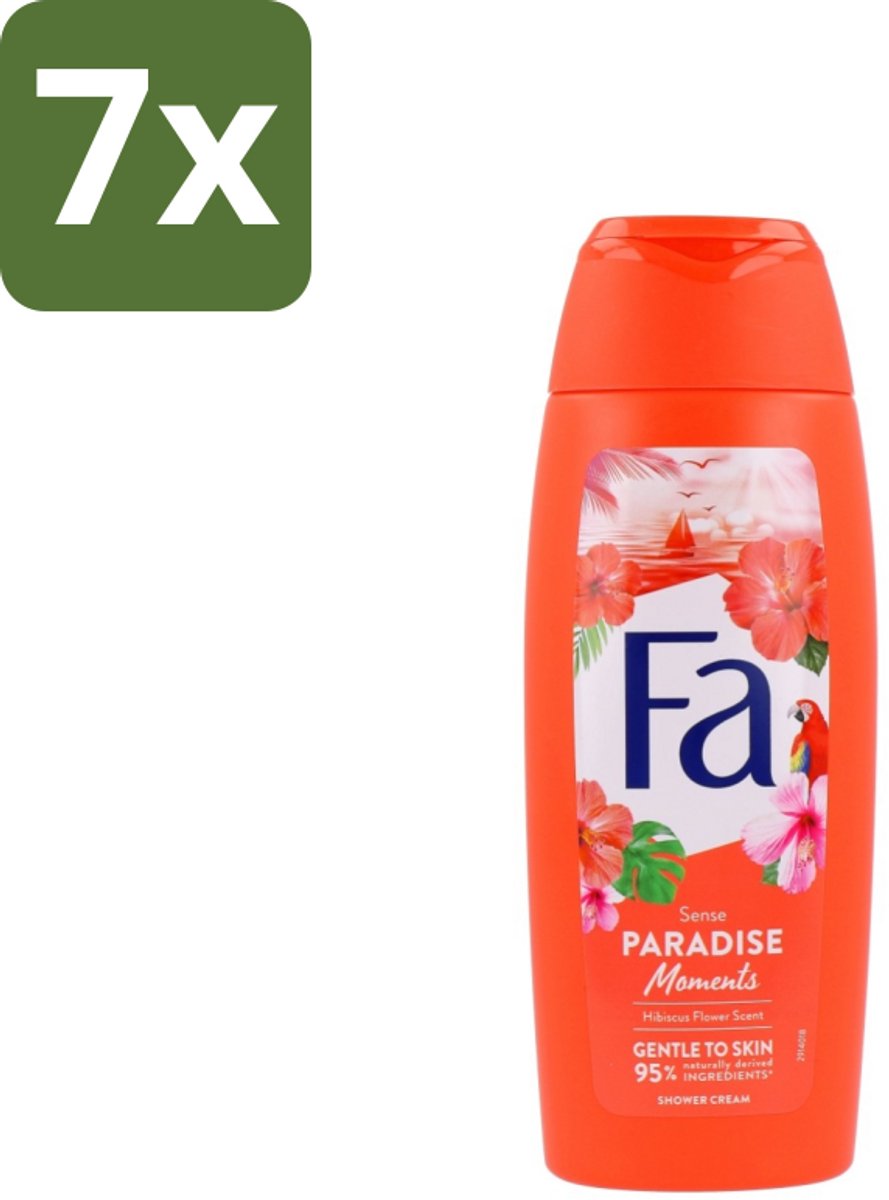 7 x Fa - Paradise Moments - Douchecrème - Hibiscusbloem - 250 ml - Douchecrème Hibiscusbloem - Vegan Douchecrème - Huidverzorgende Douchecrème - Hibiscusbloem Geur - Duurzame Douchecrème